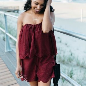 Deep red romper